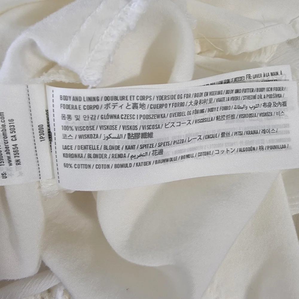 Abercrombie And Fitch White Lace Gauzy Maxi Dress Party Casual Bride Size Medium